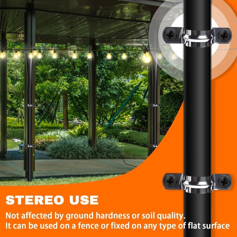 Cymuber 4 Pack 10Ft String Light Poles, Metal Poles with Fork for Outside Lights,Outdoor Metal Light Stand with Fence Brackets Hanging Lights for Garden Patio Wedding Backyard (4 Pack-Upgraded Version) - Image 3